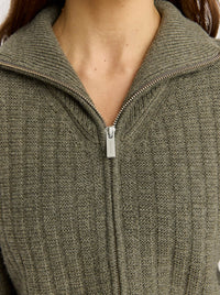 TOORALLIE GRID KNIT ZIP THROUGH