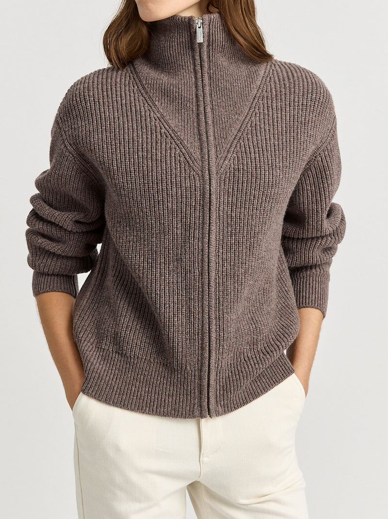 TOORALLIE ZIP THROUGH RIB KNIT