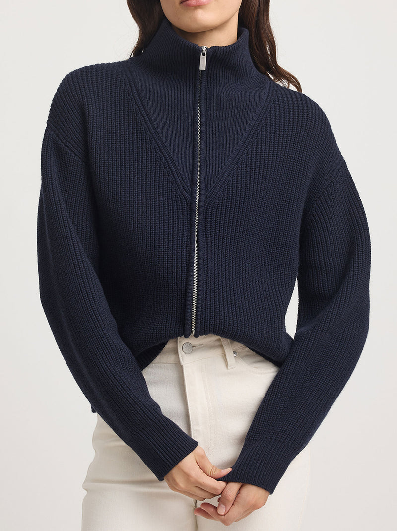 TOORALLIE ZIP THROUGH RIB KNIT