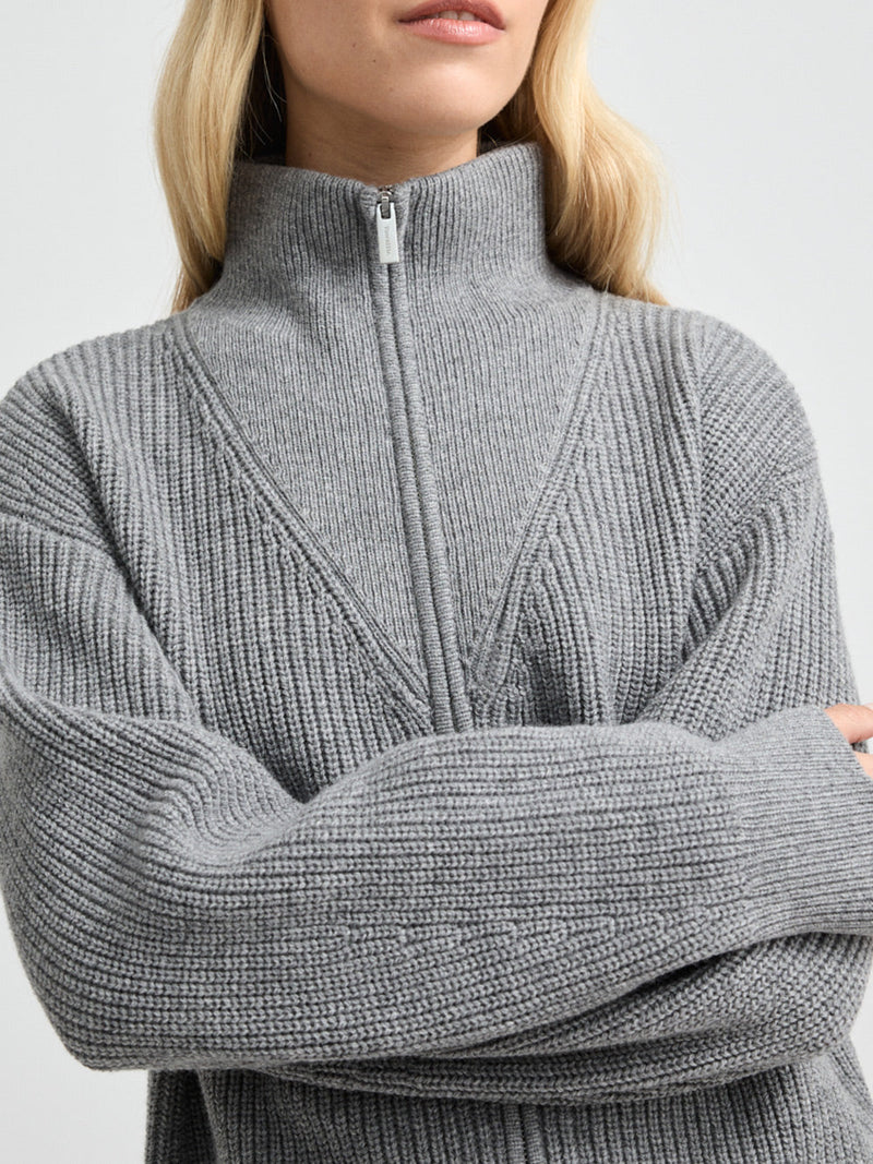 TOORALLIE ZIP THROUGH RIB KNIT
