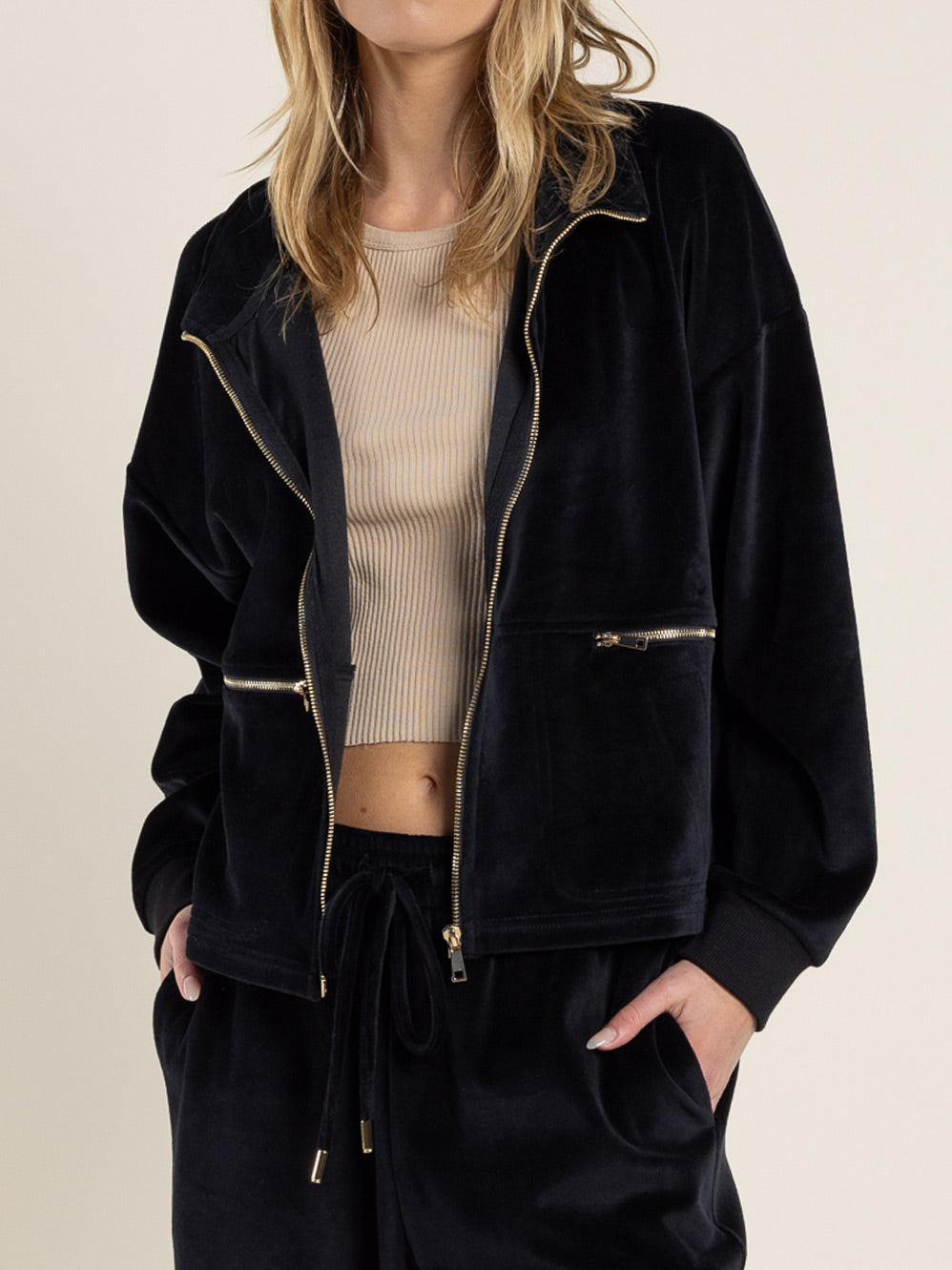 TWO-T'S CROP VELOUR JACKET