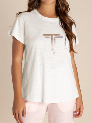 TWO-T'S SEQUIN LOGO T-SHIRT