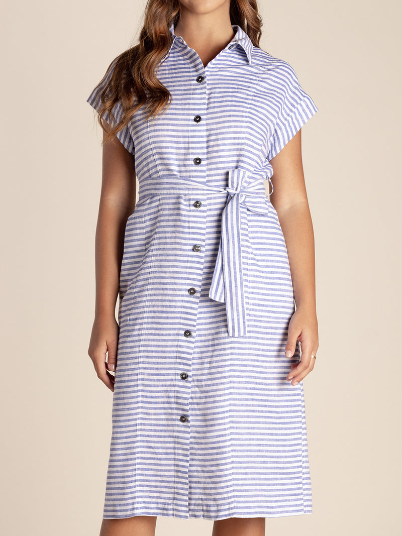 TWO-T'S STRIPE LINEN DRESS