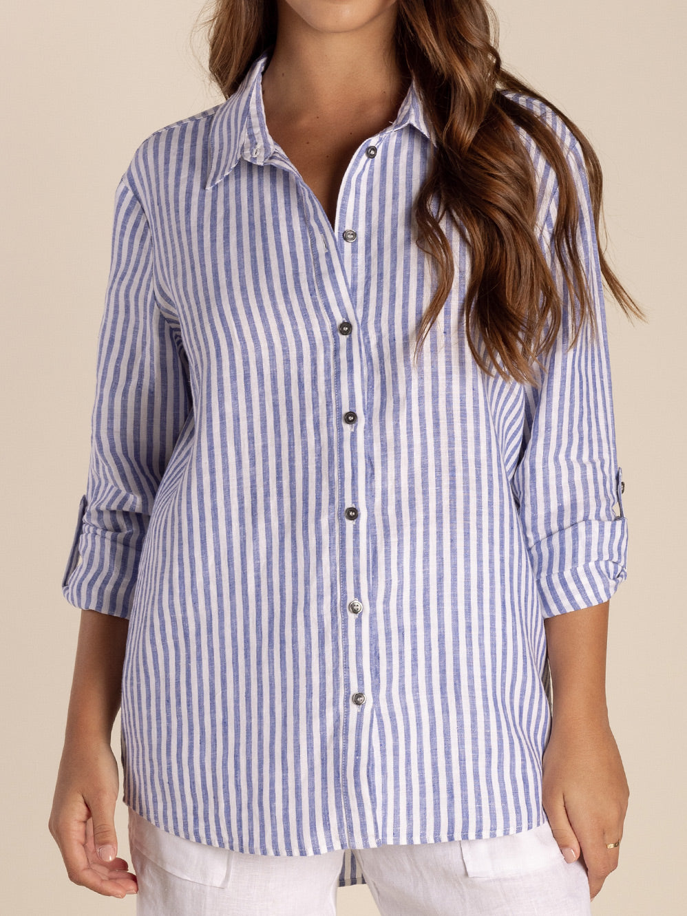 TWO-T'S STRIPE LINEN SHIRT