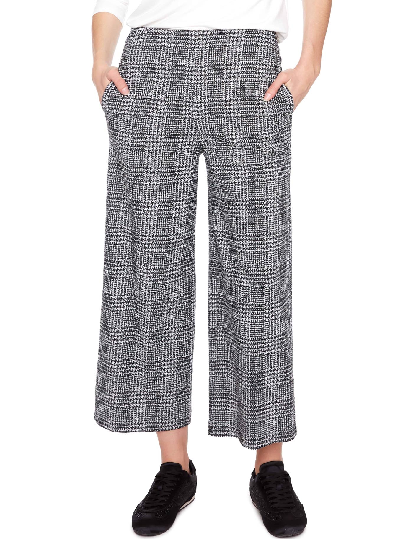 UP! PLAID TECHNO WIDE-LEG CROPPED PANT