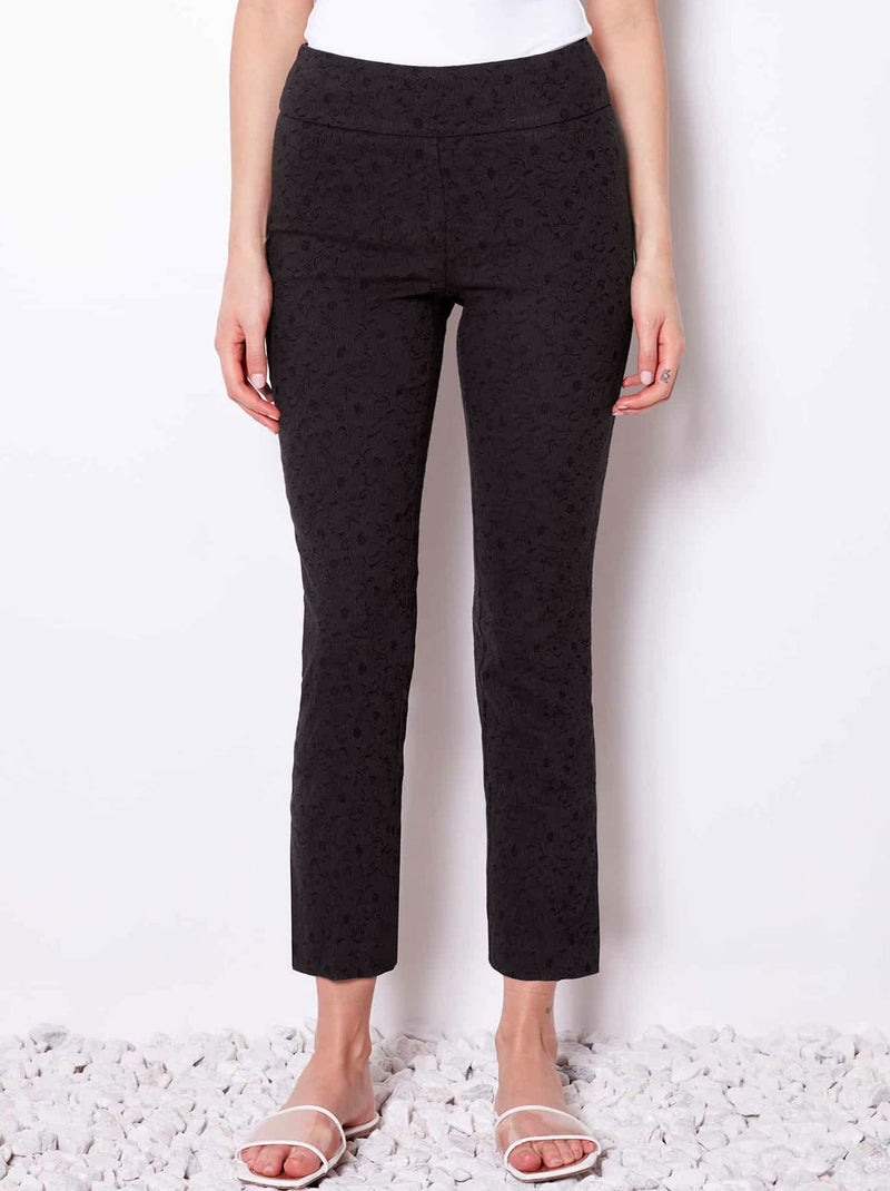 UP! SOLID TEXTURED JACQUARD ANKLE PANT