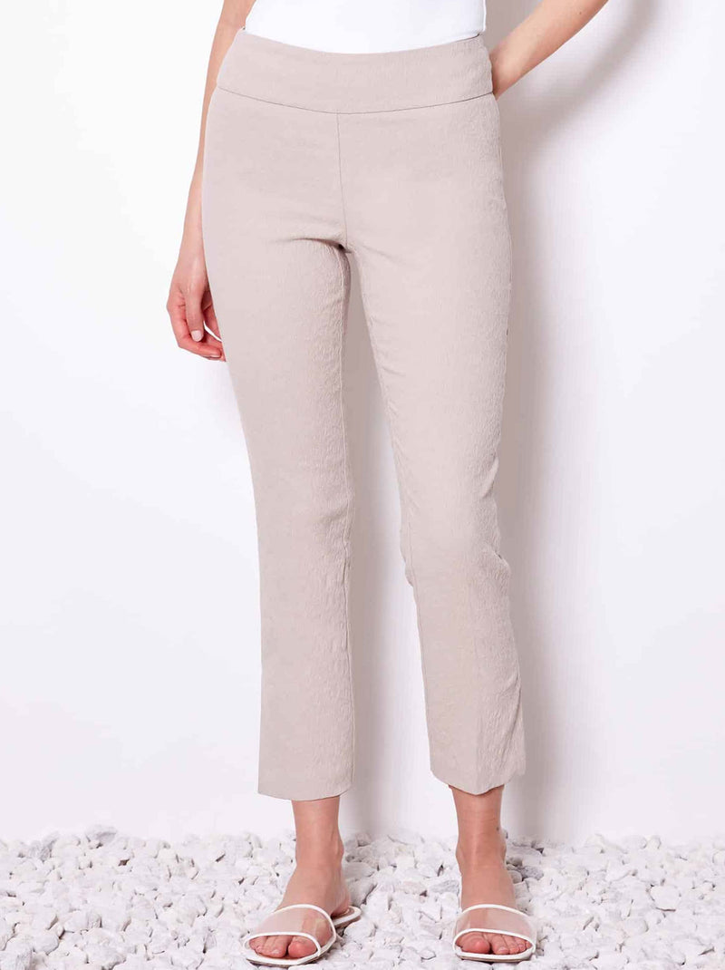 UP! SOLID TEXTURED JACQUARD ANKLE PANT