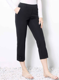 UP! SOLID COMPRESSION TAB DETAIL CROPPED PANT