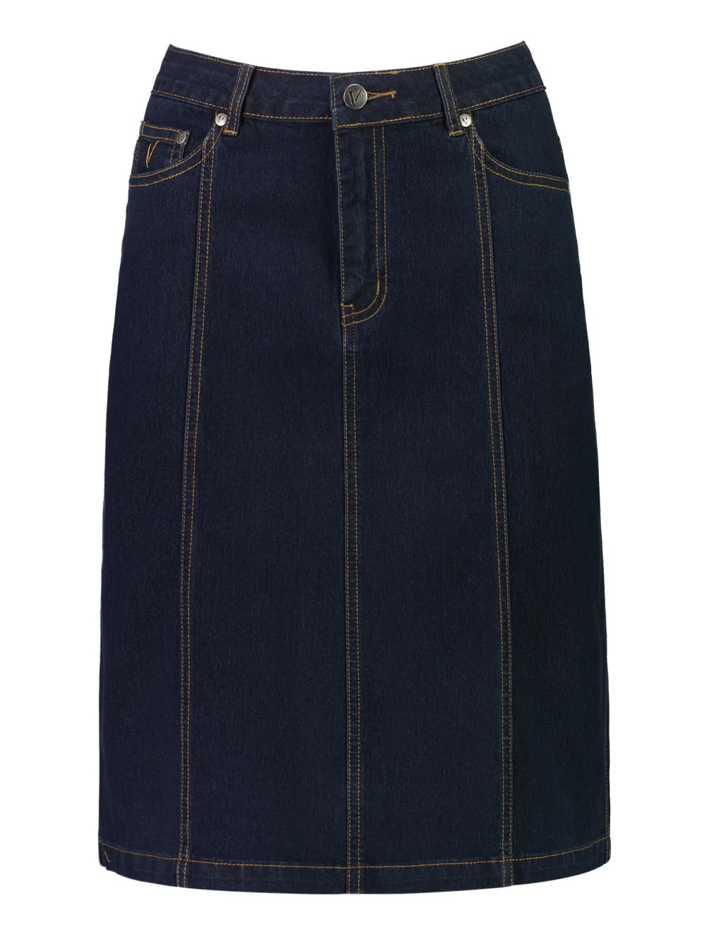 Black denim skirt contrast stitching online