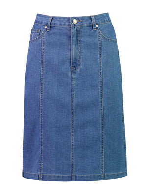 VASSALLI CONTRAST STITCH DENIM SKIRT