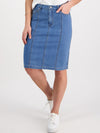 VASSALLI CONTRAST STITCH DENIM SKIRT