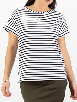 VASSALLI BOAT NECK TEE WITH SPLIT