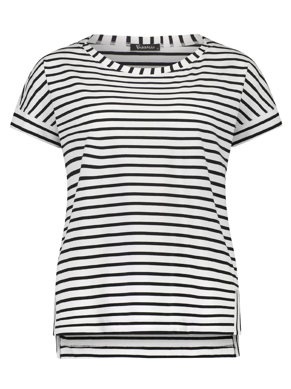 VASSALLI BOAT NECK TEE WITH SPLIT