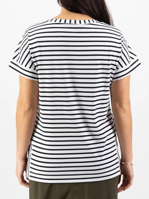 VASSALLI BOAT NECK TEE WITH SPLIT