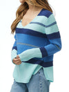 ZAKET & PLOVER VEE NECK COTTON STRIPE