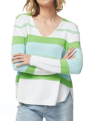 ZAKET & PLOVER VEE NECK COTTON STRIPE