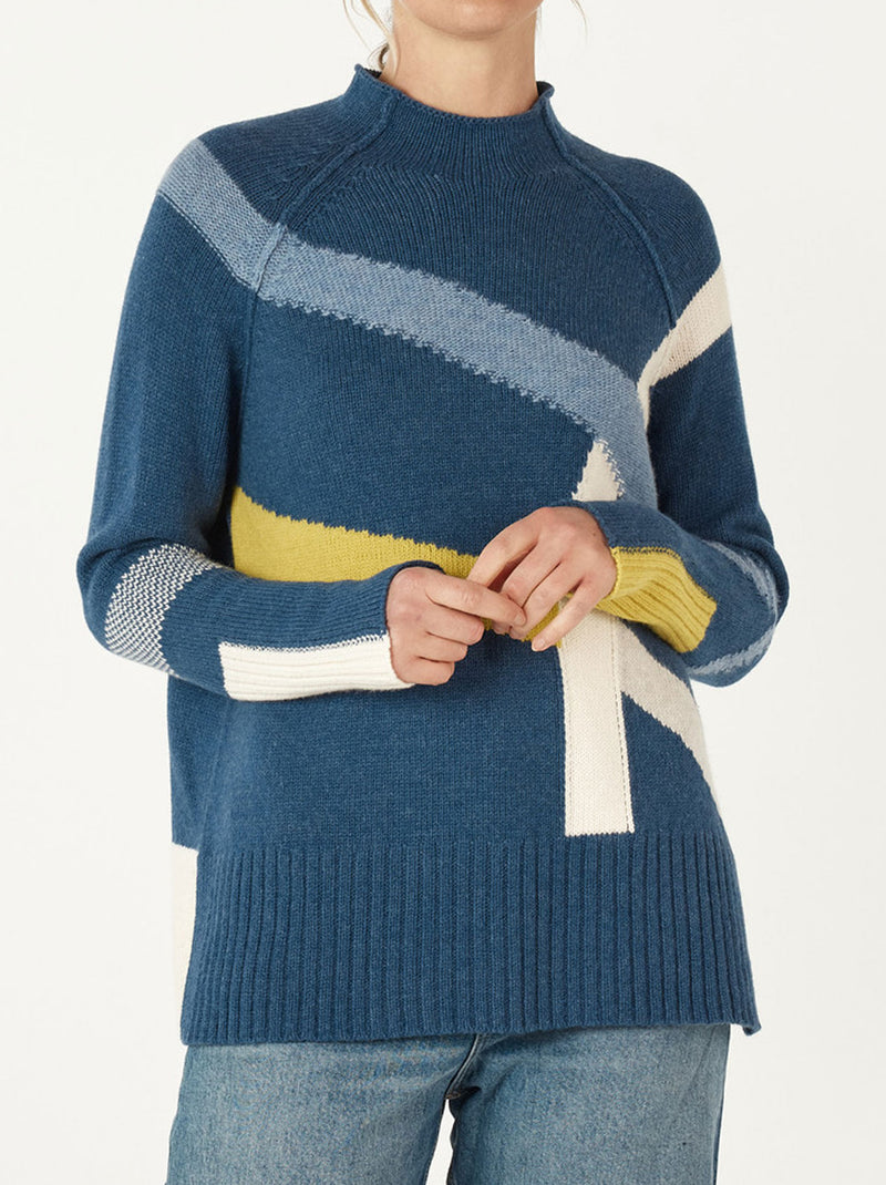 ZAKET & PLOVER ABSTRACT STRIPE KNIT