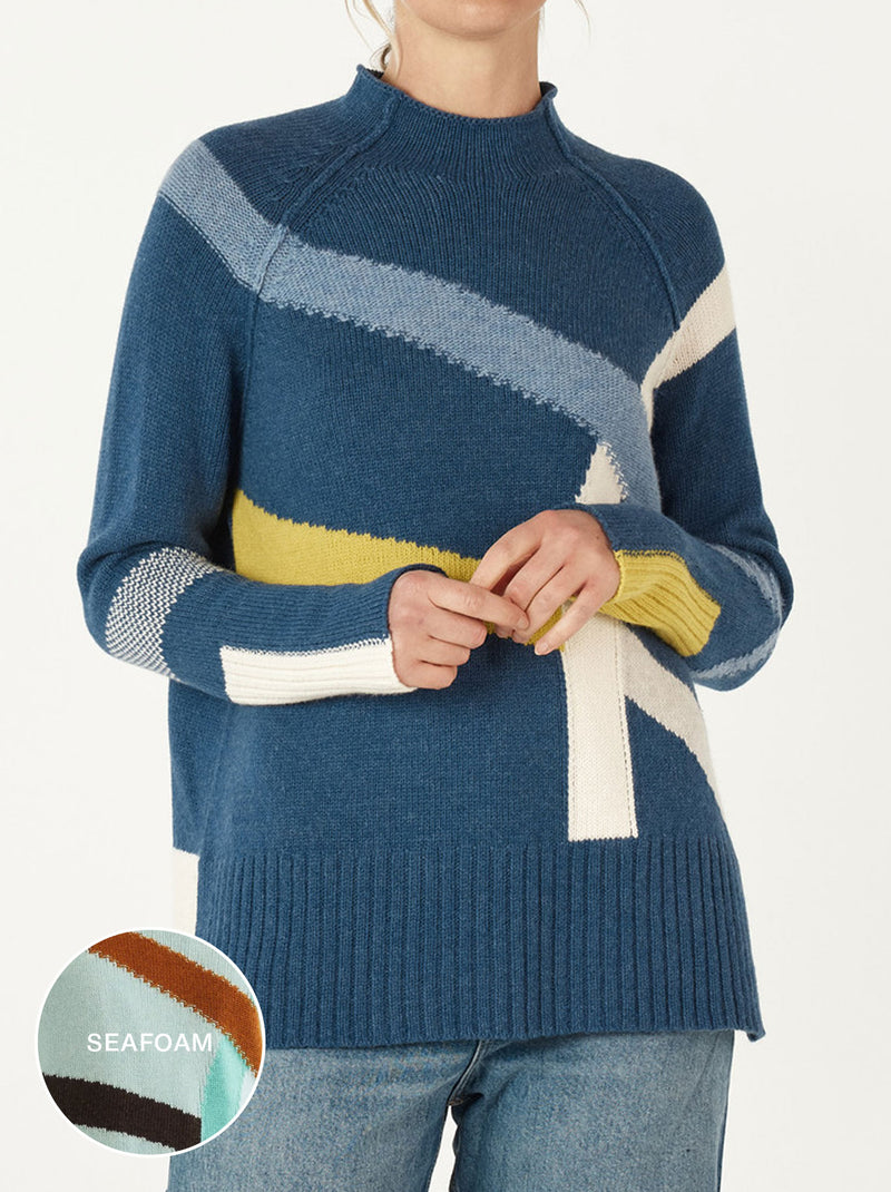 ZAKET & PLOVER ABSTRACT STRIPE KNIT