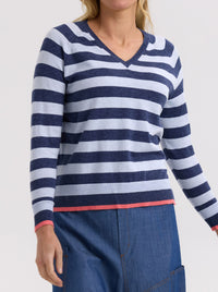ZAKET & PLOVER ESSENTIAL STRIPE VEE KNIT
