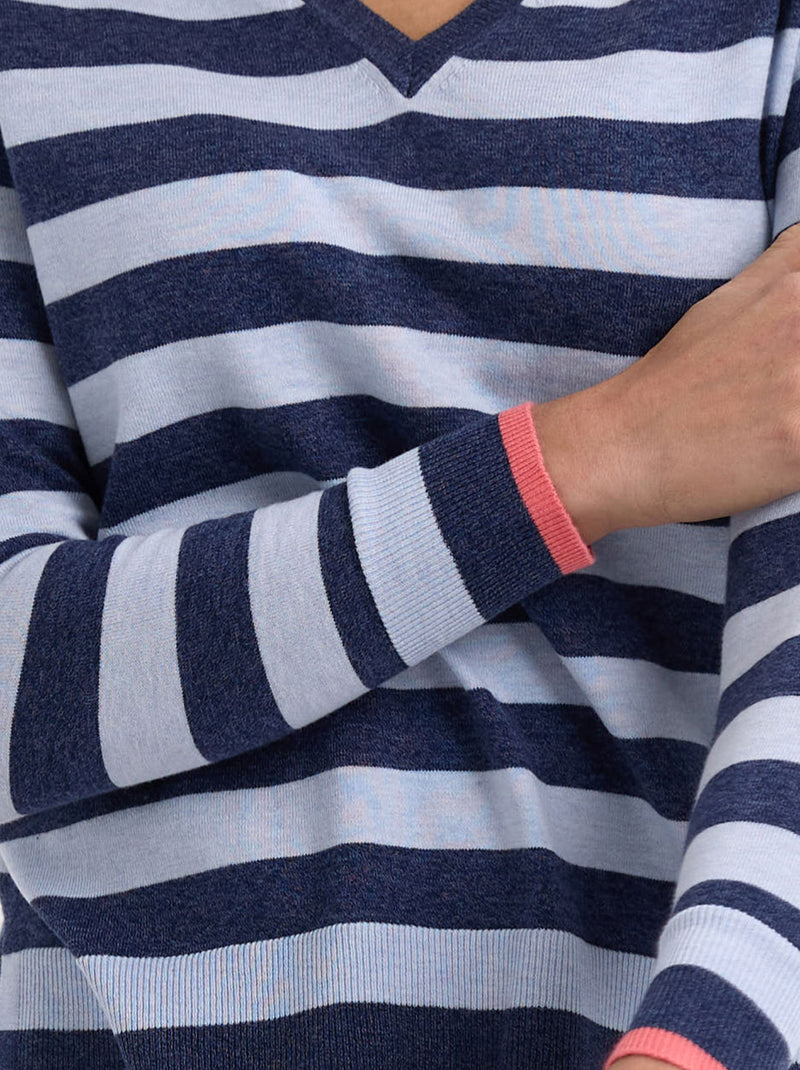 ZAKET & PLOVER ESSENTIAL STRIPE VEE KNIT