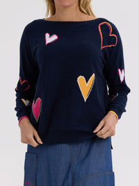 ZAKET & PLOVER INTARSIA HEARTS KNIT