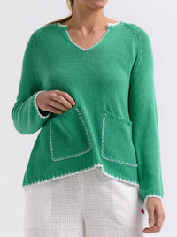 ZAKET & PLOVER HAND WORK TRIM A-LINE KNIT