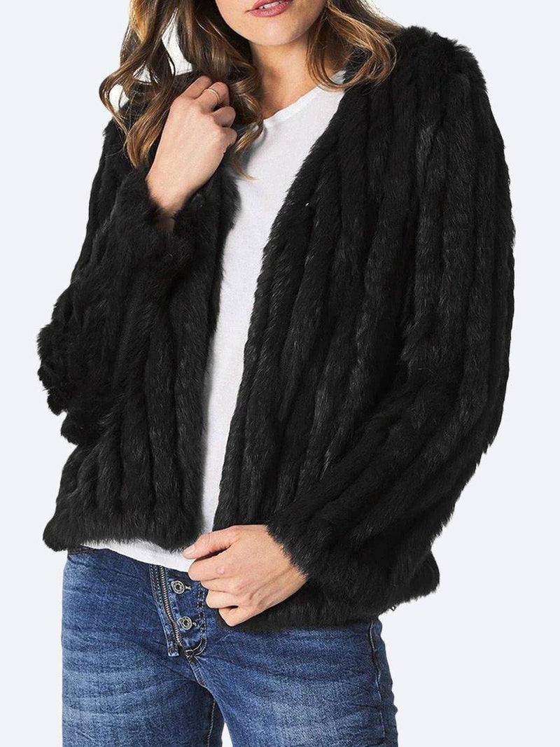 Mela London Womens Black Faux Fur Short Jacket - Size 16 UK