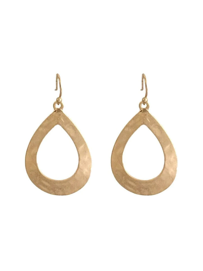 GxG COLLECTIVE LILY HAMMERED TEADROP EARRINGS