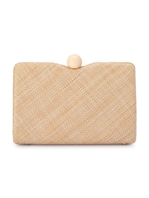 OLGA BERG CECE STRAW WEAVE BOX BAG