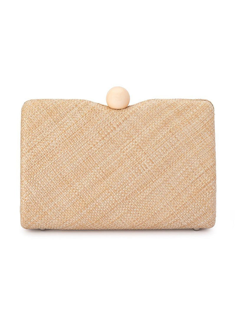 OLGA BERG CECE STRAW WEAVE BOX BAG